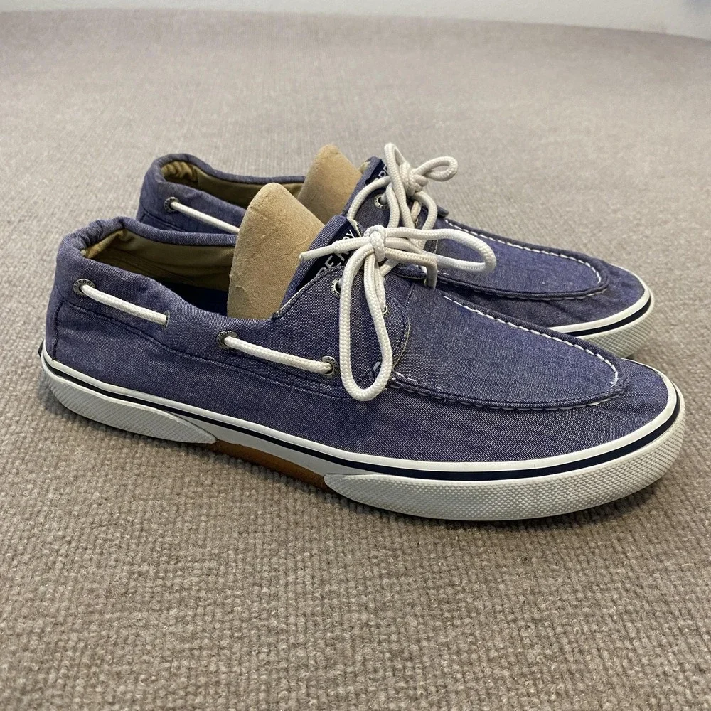 Sperry Top-Sider Boat Shoes Mens Size 12 Blue Canvas Preppy Non-Slip STS12848